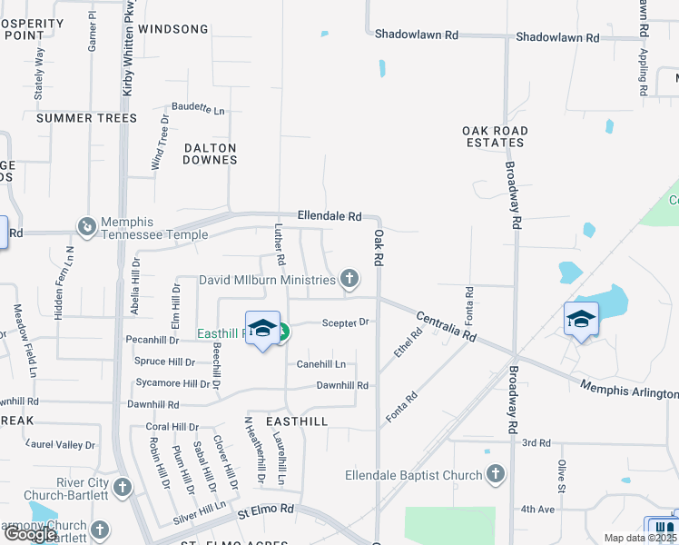 map of restaurants, bars, coffee shops, grocery stores, and more near 4156 Catalpa Hill Drive in Memphis