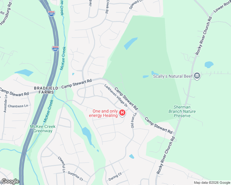 map of restaurants, bars, coffee shops, grocery stores, and more near 3803 Larkhaven Village Drive in Charlotte