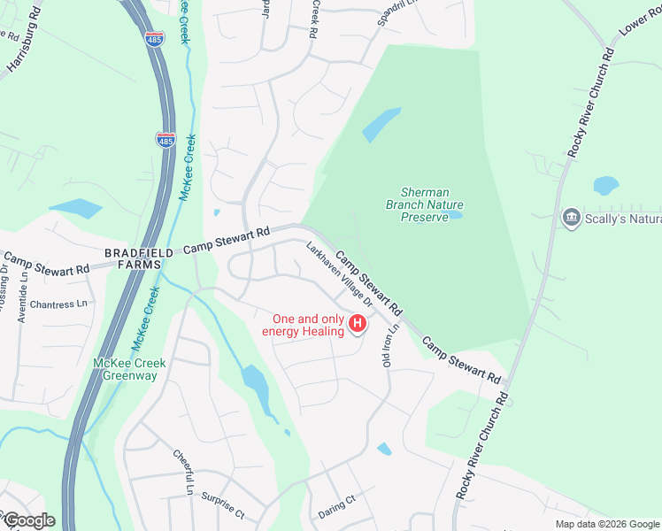 map of restaurants, bars, coffee shops, grocery stores, and more near 3803 Larkhaven Village Drive in Charlotte