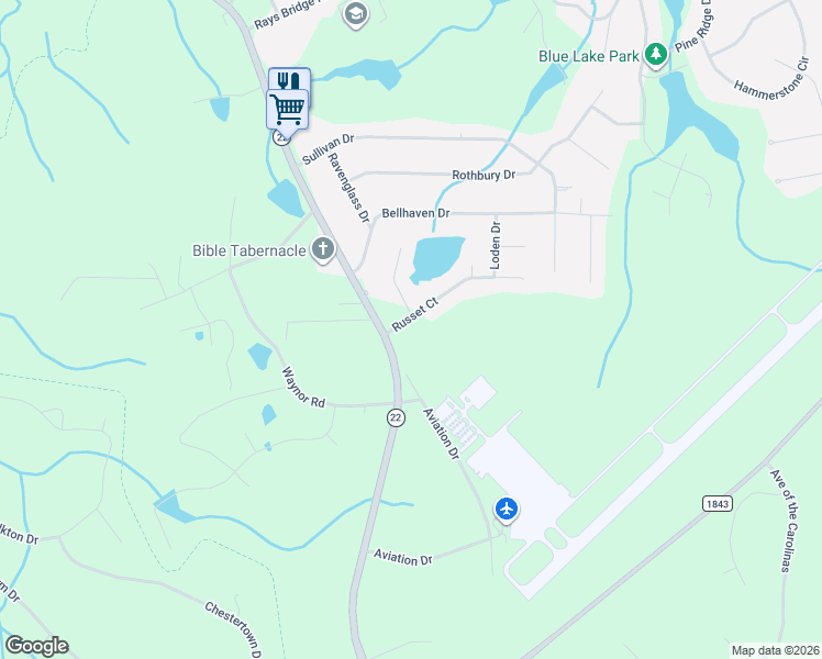 map of restaurants, bars, coffee shops, grocery stores, and more near 215 Russet Court in Carthage