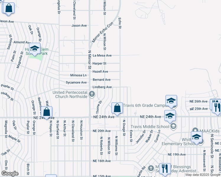 map of restaurants, bars, coffee shops, grocery stores, and more near 2523 North Wilson Street in Amarillo