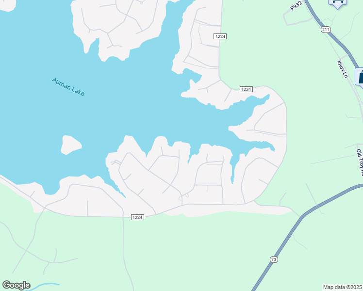 map of restaurants, bars, coffee shops, grocery stores, and more near Cook Point in Seven Lakes