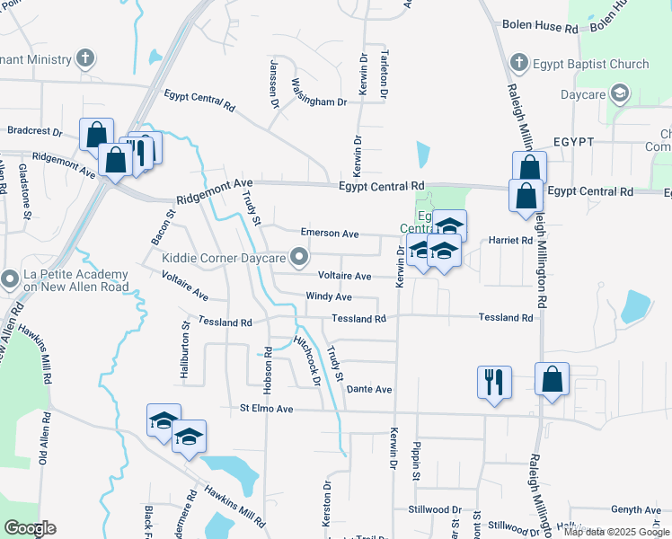 map of restaurants, bars, coffee shops, grocery stores, and more near 4179 Time Street in Memphis
