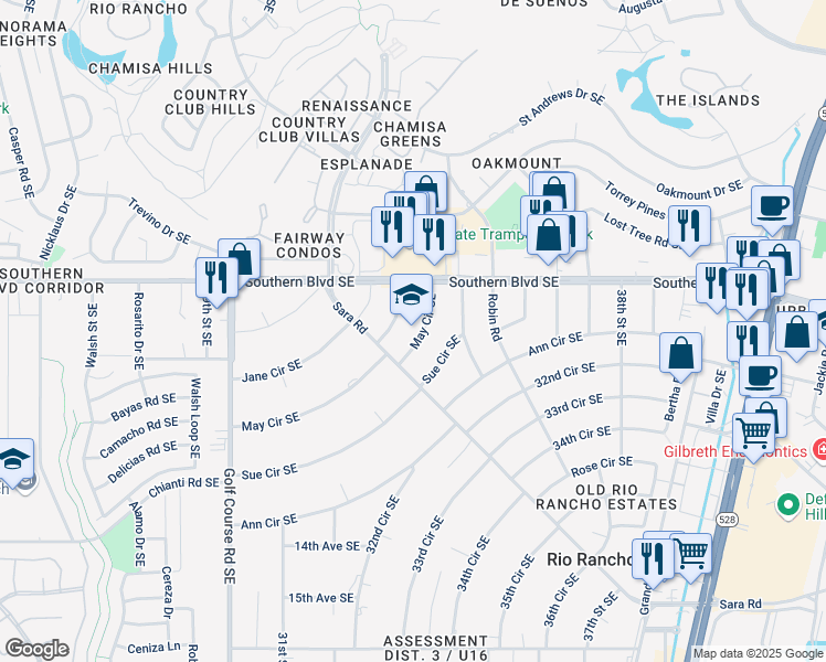 map of restaurants, bars, coffee shops, grocery stores, and more near in Albuquerque