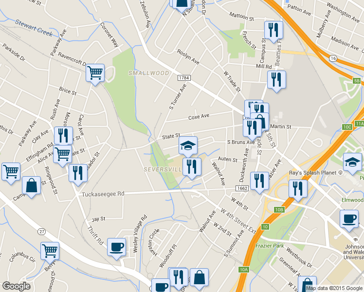 map of restaurants, bars, coffee shops, grocery stores, and more near 501 South Bruns Avenue in Charlotte