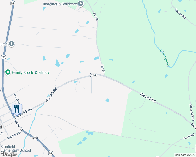 map of restaurants, bars, coffee shops, grocery stores, and more near 572 Big Lick Road in Stanfield