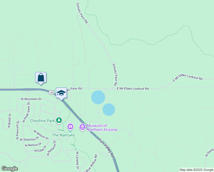 map of restaurants, bars, coffee shops, grocery stores, and more near 1150 Schultz Pass Road in Flagstaff