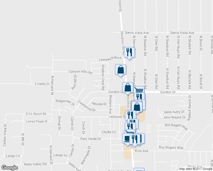 map of restaurants, bars, coffee shops, grocery stores, and more near 4009 Gordon Lane in Kingman