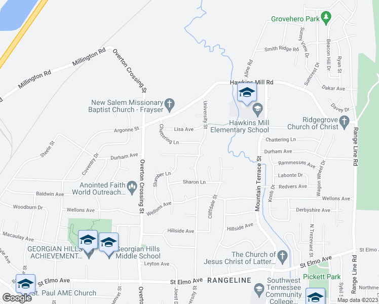 map of restaurants, bars, coffee shops, grocery stores, and more near 2226 Durham Avenue in Memphis