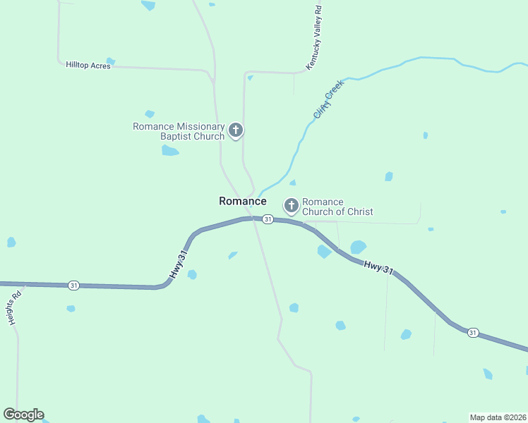 map of restaurants, bars, coffee shops, grocery stores, and more near 289 Arkansas 31 in Romance