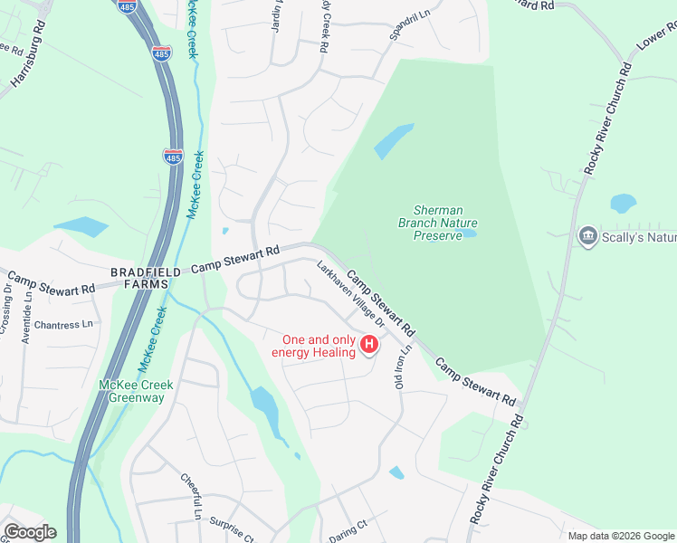 map of restaurants, bars, coffee shops, grocery stores, and more near 3803 Larkhaven Village Drive in Charlotte