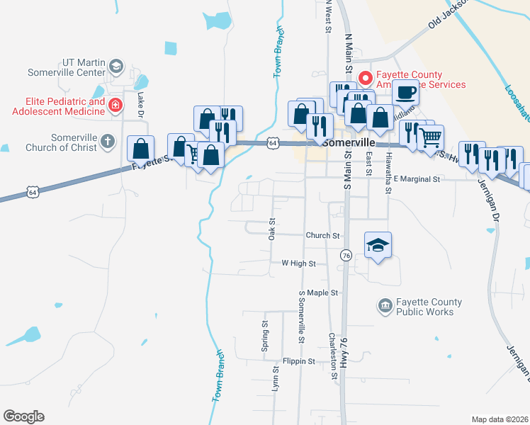 map of restaurants, bars, coffee shops, grocery stores, and more near 411 Oak Street in Somerville
