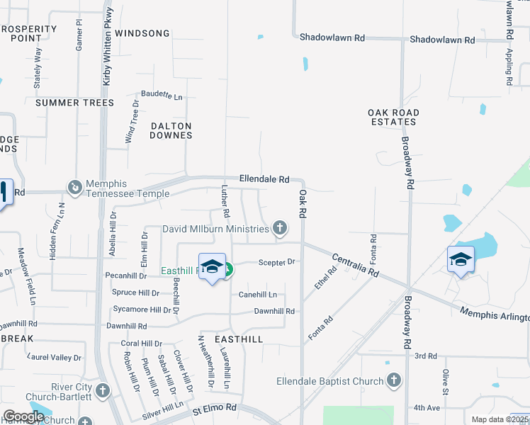 map of restaurants, bars, coffee shops, grocery stores, and more near 4156 Catalpa Hill Drive in Memphis