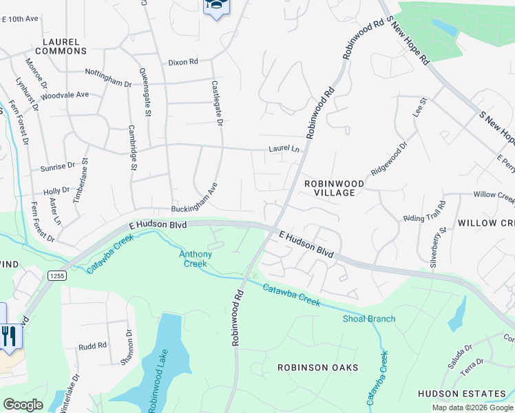 map of restaurants, bars, coffee shops, grocery stores, and more near 1444 Edenton Court in Gastonia