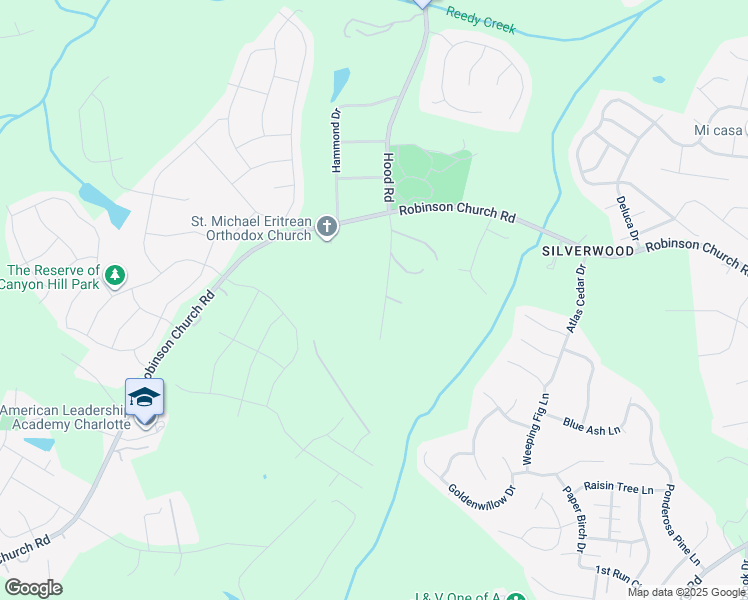 map of restaurants, bars, coffee shops, grocery stores, and more near 7125 Hood Road in Charlotte