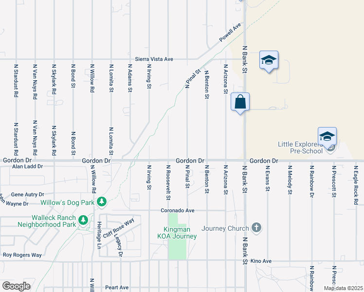 map of restaurants, bars, coffee shops, grocery stores, and more near 4040 North Pinal Street in Kingman