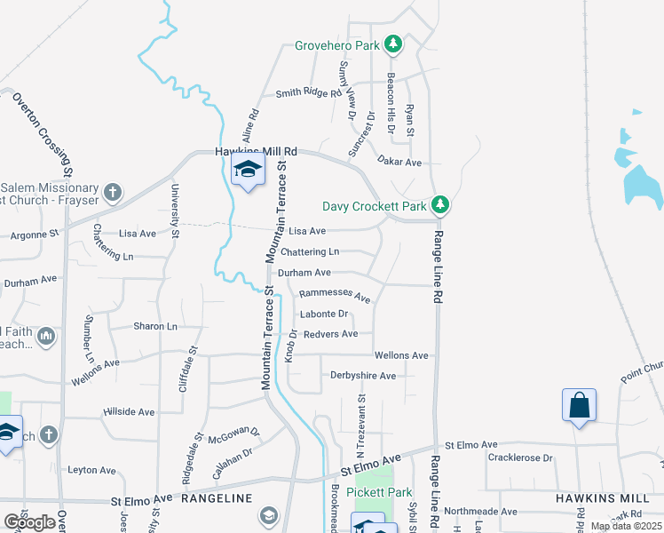 map of restaurants, bars, coffee shops, grocery stores, and more near 2496 Durham Avenue in Memphis
