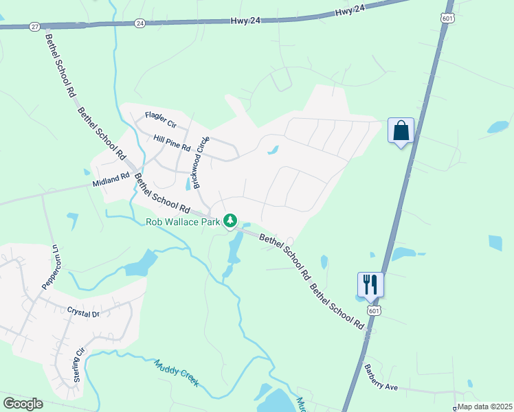 map of restaurants, bars, coffee shops, grocery stores, and more near 12855 Connemara Court in Midland