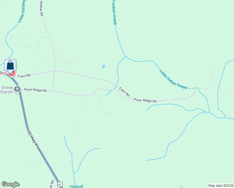 map of restaurants, bars, coffee shops, grocery stores, and more near 1023 Tram Road in Tracy City