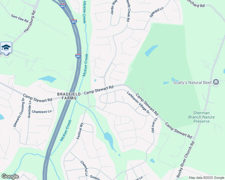 map of restaurants, bars, coffee shops, grocery stores, and more near 4024 Larkhaven Village Drive in Charlotte