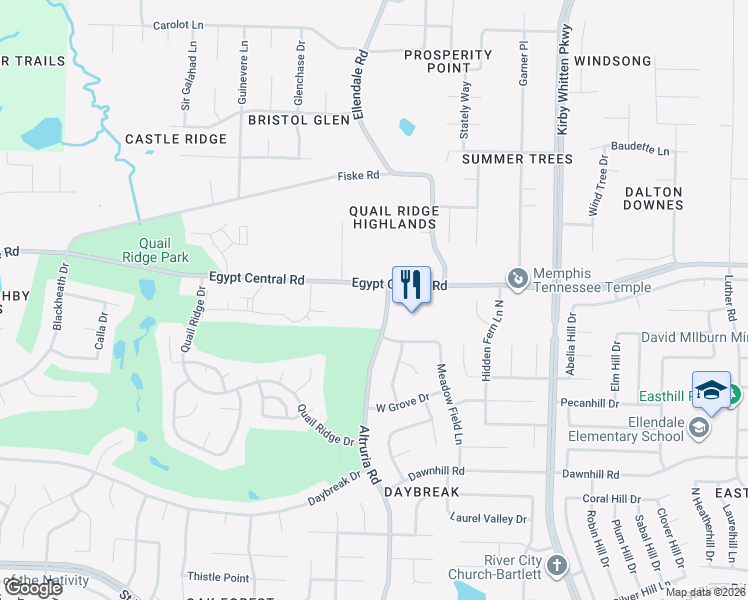 map of restaurants, bars, coffee shops, grocery stores, and more near 4230 Altruria Road in Memphis