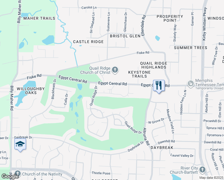 map of restaurants, bars, coffee shops, grocery stores, and more near 4200 Trenton Drive in Memphis