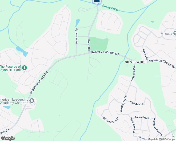 map of restaurants, bars, coffee shops, grocery stores, and more near 7125 Hood Road in Charlotte