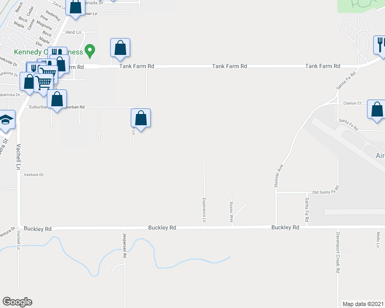 map of restaurants, bars, coffee shops, grocery stores, and more near 4155 Esperanza Lane in San Luis Obispo