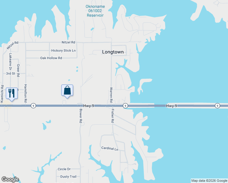 map of restaurants, bars, coffee shops, grocery stores, and more near 202 Warren Road in Eufaula
