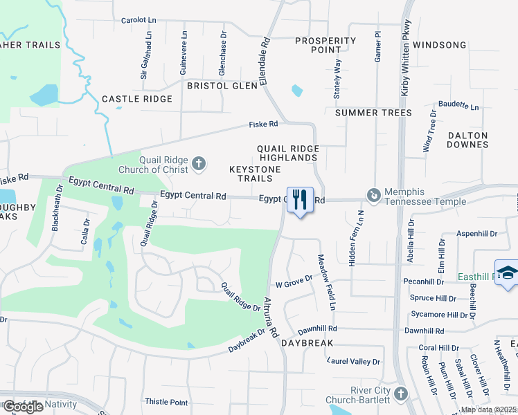 map of restaurants, bars, coffee shops, grocery stores, and more near 4250 Steffan Woods Cove in Memphis
