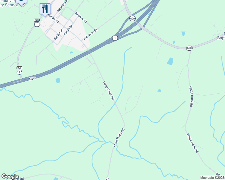 map of restaurants, bars, coffee shops, grocery stores, and more near 581 Long Point Road in Vass