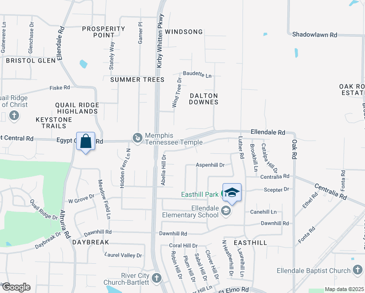 map of restaurants, bars, coffee shops, grocery stores, and more near 4217 Autumnhill Drive in Memphis