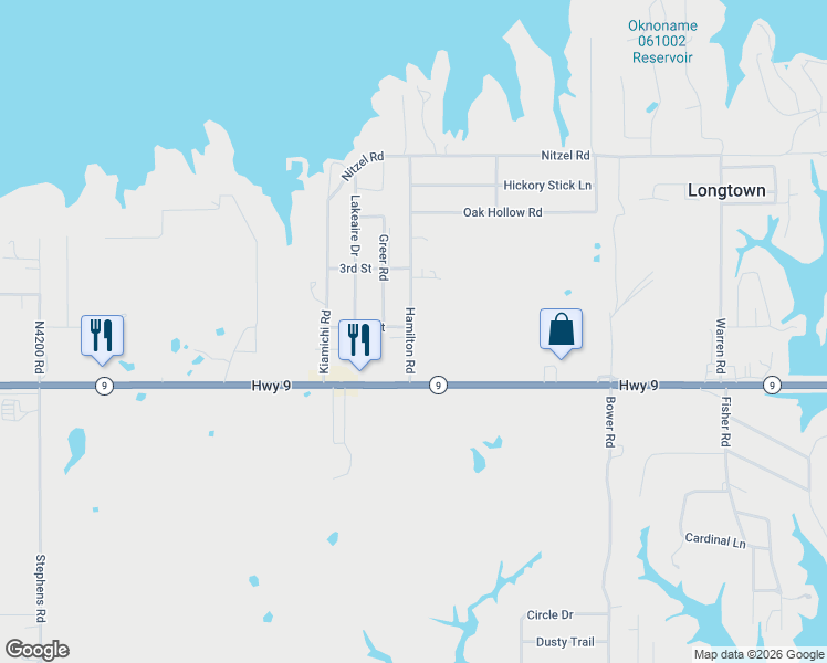 map of restaurants, bars, coffee shops, grocery stores, and more near 1 Greer Road in Eufaula
