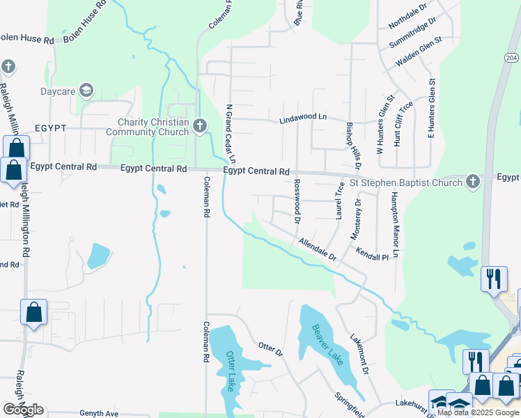 map of restaurants, bars, coffee shops, grocery stores, and more near 4218 Sun Ridge Cove in Memphis