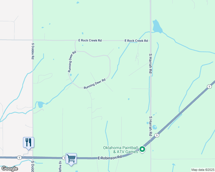 map of restaurants, bars, coffee shops, grocery stores, and more near Comanche Street in Cleveland County