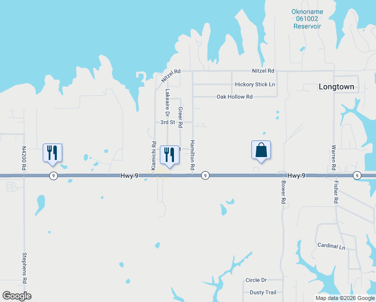 map of restaurants, bars, coffee shops, grocery stores, and more near 1 Greer Road in Eufaula