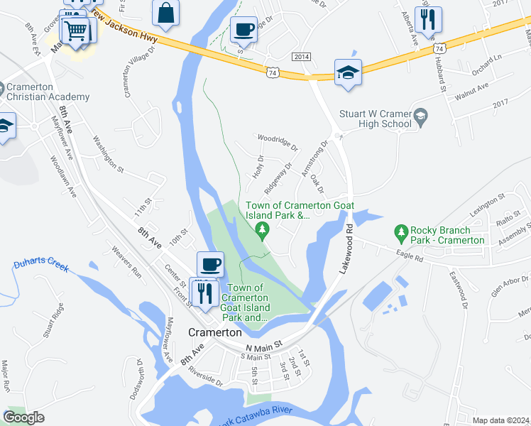 map of restaurants, bars, coffee shops, grocery stores, and more near 609 Ridgeway Drive in Belmont