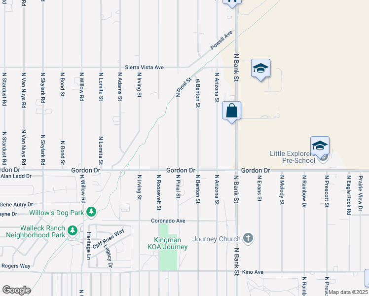 map of restaurants, bars, coffee shops, grocery stores, and more near 4040 North Pinal Street in Kingman