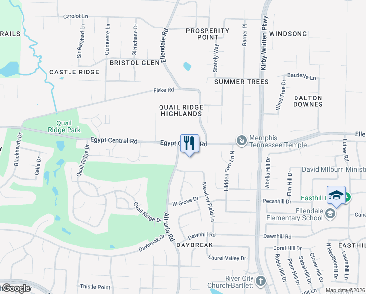 map of restaurants, bars, coffee shops, grocery stores, and more near 4230 Altruria Road in Memphis