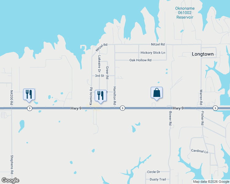 map of restaurants, bars, coffee shops, grocery stores, and more near 1 Greer Road in Eufaula
