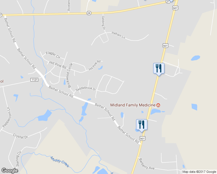 map of restaurants, bars, coffee shops, grocery stores, and more near 12879 Mustang Drive in Midland