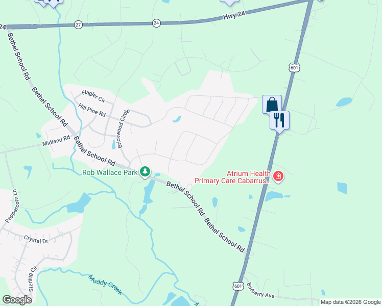 map of restaurants, bars, coffee shops, grocery stores, and more near 12879 Mustang Drive in Midland