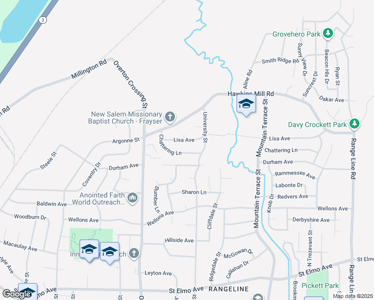 map of restaurants, bars, coffee shops, grocery stores, and more near 2222 Chattering Lane in Memphis