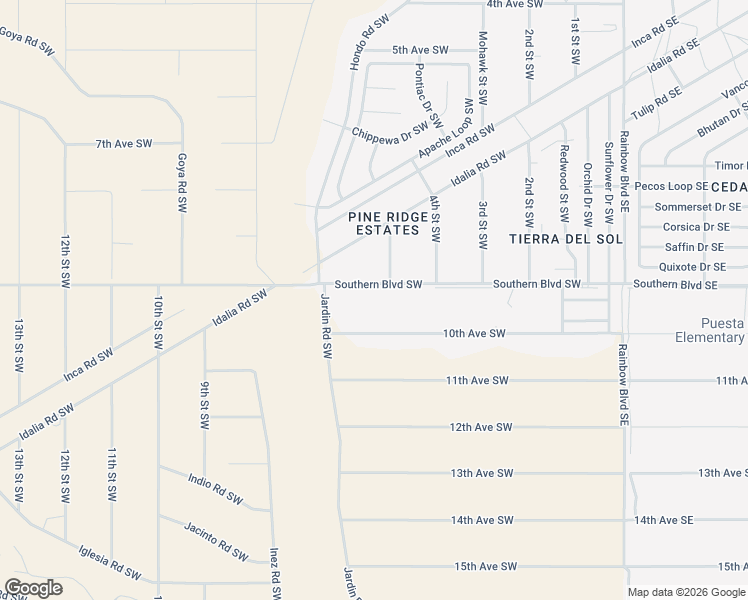 map of restaurants, bars, coffee shops, grocery stores, and more near 432 Southern Boulevard Southwest in Rio Rancho