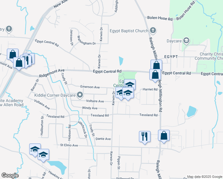 map of restaurants, bars, coffee shops, grocery stores, and more near 4225 Kerwin Dr in Memphis