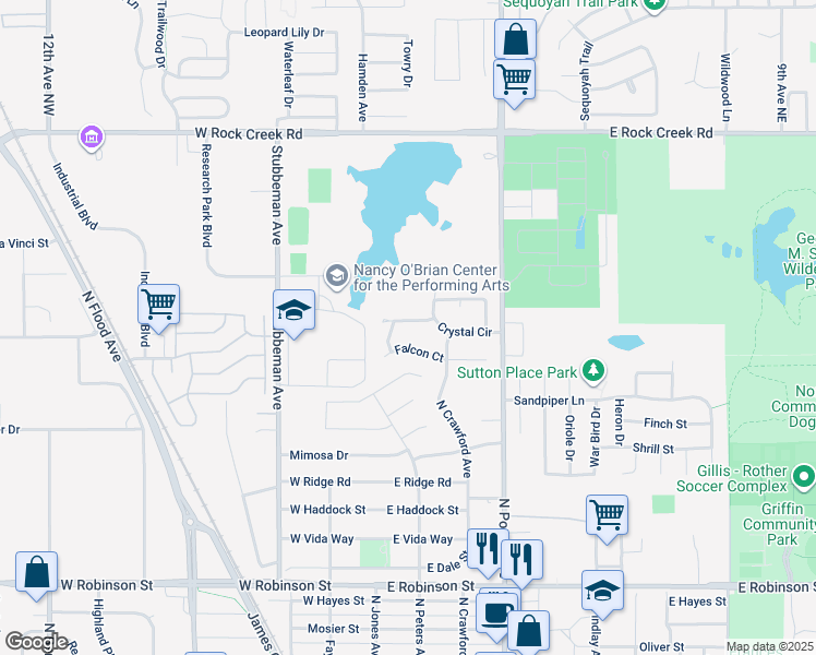 map of restaurants, bars, coffee shops, grocery stores, and more near 226 Skylark Court in Norman