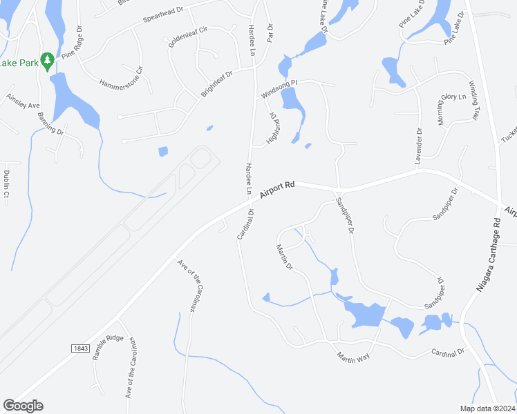 map of restaurants, bars, coffee shops, grocery stores, and more near 2225 Airport Road in Whispering Pines