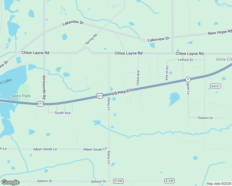 map of restaurants, bars, coffee shops, grocery stores, and more near 2233 Oklahoma 9 in Spiro