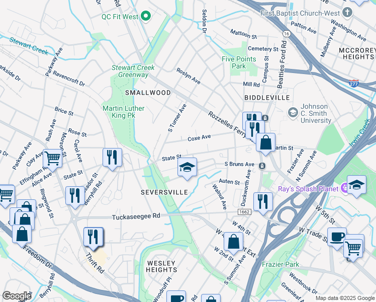 map of restaurants, bars, coffee shops, grocery stores, and more near 426 State Street in Charlotte