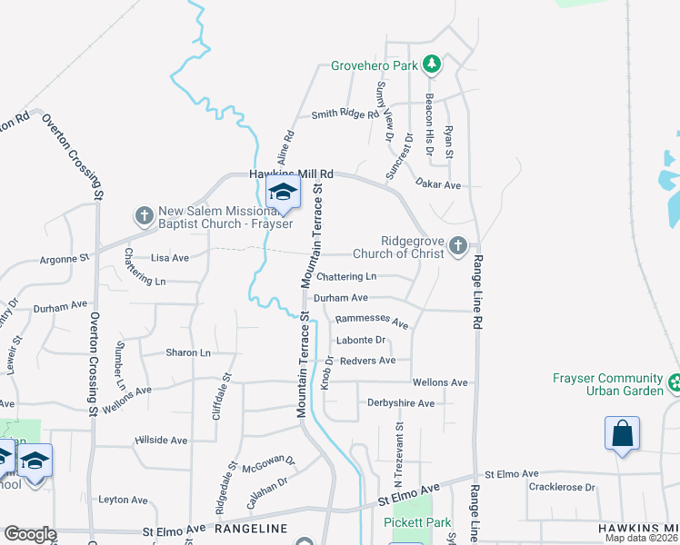 map of restaurants, bars, coffee shops, grocery stores, and more near 2451 Chattering Lane in Memphis